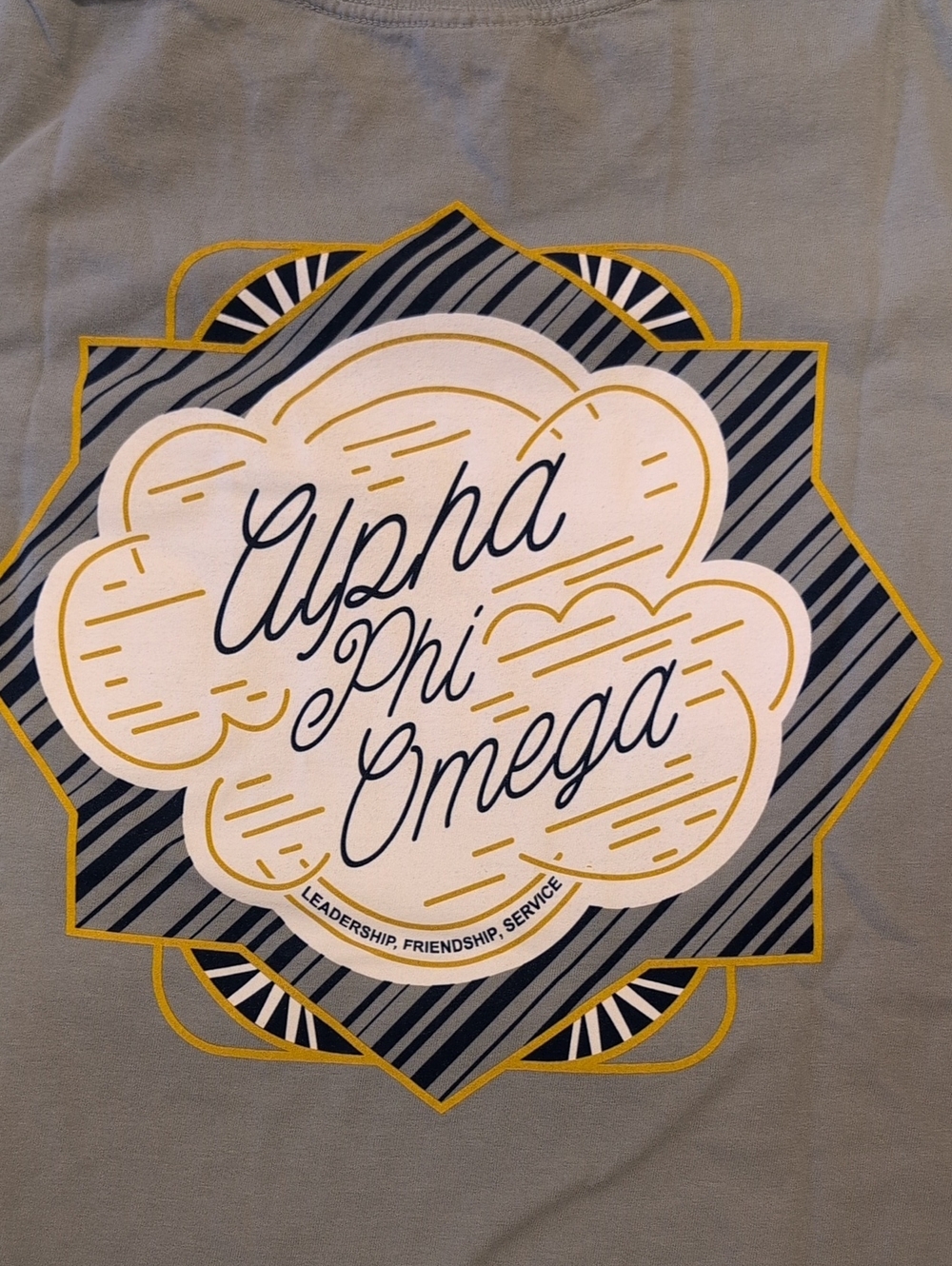 Comfort Colors Light Gray Blue Pocket T-Shirt ΑΦΩ Chest Logo Alpha Phi Omega